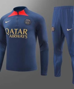 2023/2024 Psg Paris Saint-Germain Half-Pull Training Suit Navy blue Set