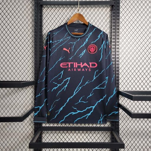 2023/2024 Long Sleeve Manchester City Third Away Football Shirt Thai Quality