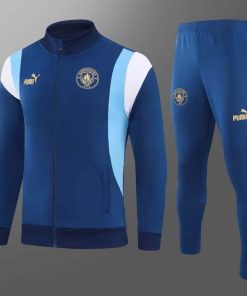 2023/2024 Manchester City Long Zipped Jacket Dark blue Football Shirt Set