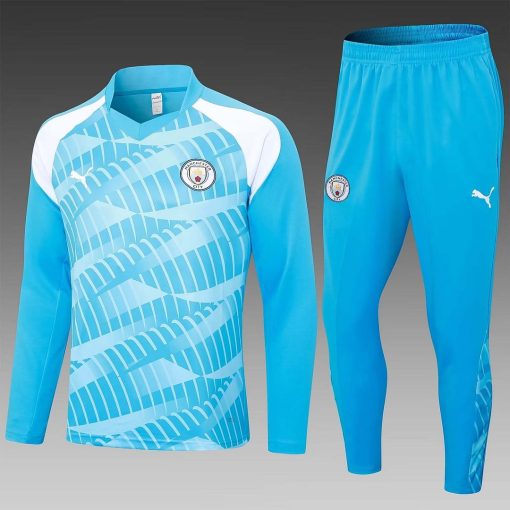 2023/2024 Manchester City Half-Pull Training Suit blue Football Shirt  Thai Quality Set