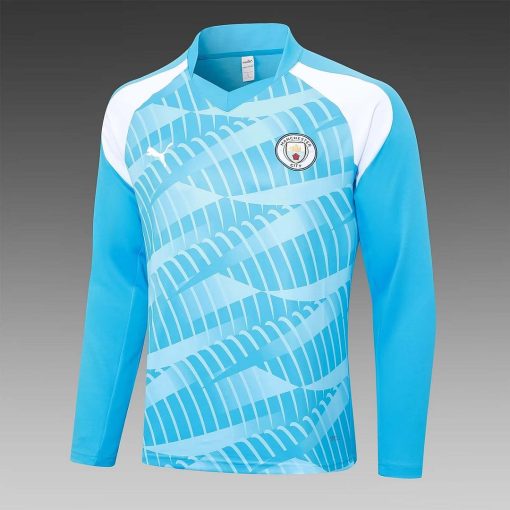 2023/2024 Manchester City Half-Pull Training Suit blue Football Shirt  Thai Quality Set