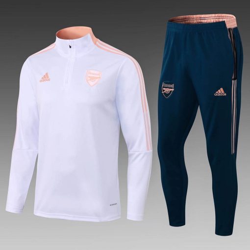 2021/2022 Arsenal Half-Pull Training Suit White Football Shirt  Thai Quality Set