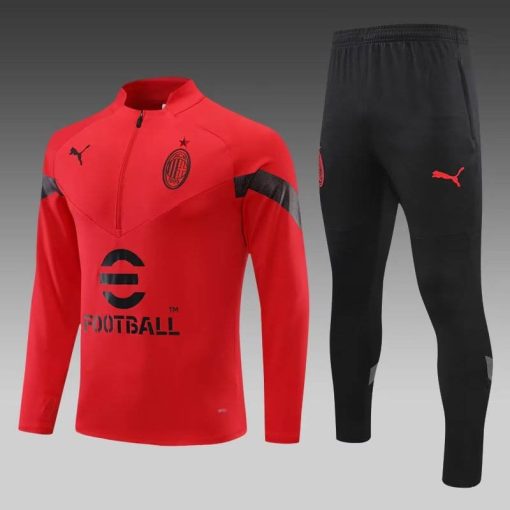 2022/2023 AC Milan Half-Pull Training Suit Red Soccer Jersey  Thai Quality Set