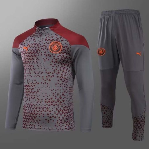 2023/2024 Manchester City Half-Pull Training Suit Gray Football Shirt Thai Quality Set