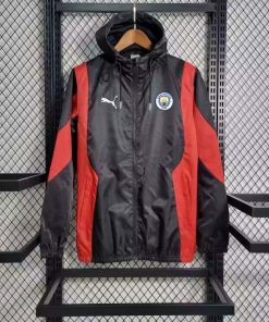 2023/2024 Manchester City Jersey Windbreaker Black-red