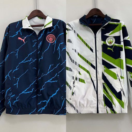 2023/2024 Manchester City Reversible Windbreaker Navy blue Soccer Jersey  Thai Quality