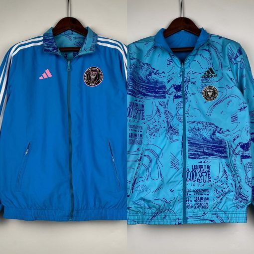 2023/2024 Inter Miami Reversible Windbreaker Blue Soccer Jersey  Thai Quality