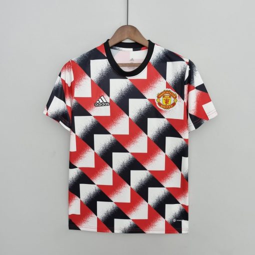 2022/2023 Manchester United Training Suit Red White Black Geometric Pattern Thai Quality