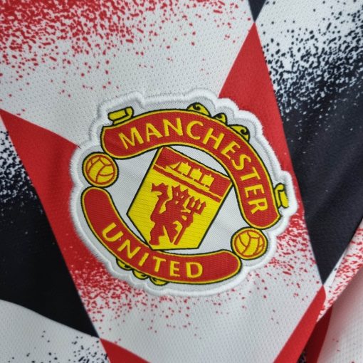 2022/2023 Manchester United Training Suit Red White Black Geometric Pattern Thai Quality