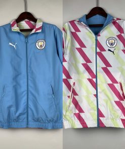 2023/2024 Manchester City Reversible Windbreaker Blue Soccer Jersey  Thai Quality