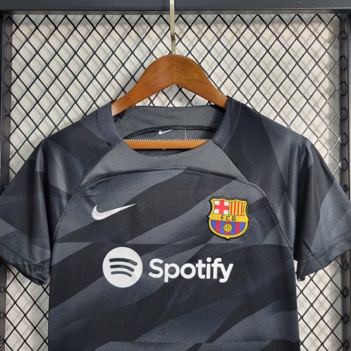 2023/2024 Barcelona Goalkeeper Black Football Shirt Thai Quality Kids Size