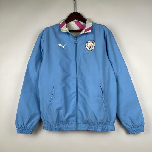 2023/2024 Manchester City Reversible Windbreaker Blue Soccer Jersey  Thai Quality