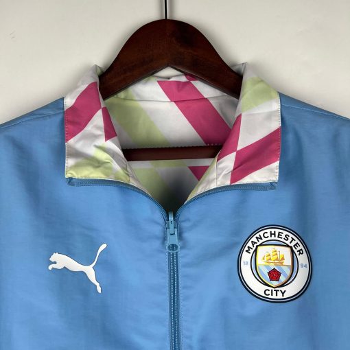 2023/2024 Manchester City Reversible Windbreaker Blue Soccer Jersey  Thai Quality