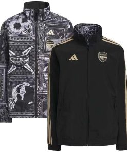 2023-2024 Arsenal Reversible Windbreaker Black-gray Soccer Jersey  Thai Quality