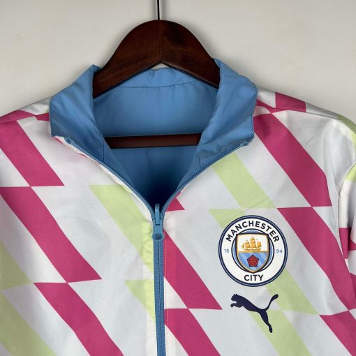 2023/2024 Manchester City Reversible Windbreaker Blue Soccer Jersey  Thai Quality