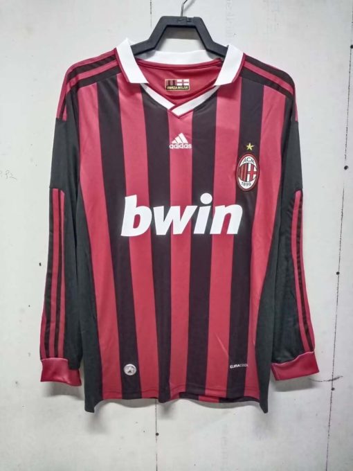 2009/2010 Retro Long Sleeve AC Milan Home Football Shirt Thai Quality