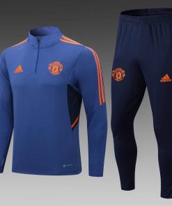 2022/2023 Manchester United Half-Pull Training Suit Blue Football Shirt 1:1 Thai Quality Set