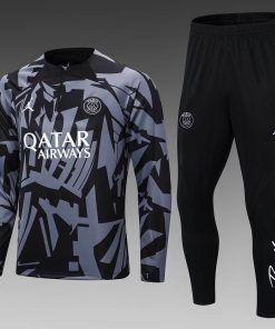 2022/2023 Psg Paris Saint-Germain Half-Pull Training Suit Black Gray Camouflage Set