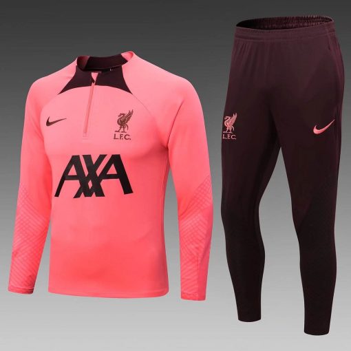 2022/2023 Liverpool Half-Pull Training Suit Pink Jersey  Thai Quality Set