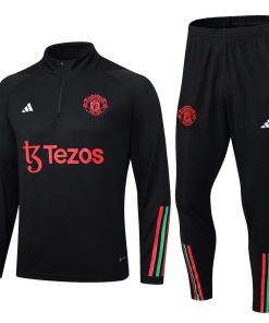 2023/2024 Manchester United Half-Pull Training Suit Black Football Shirt Thai Quality Set