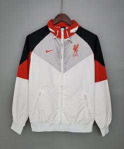 2021/2022 Liverpool Windbreaker （White-Black-Red） Soccer Jersey  Thai Quality