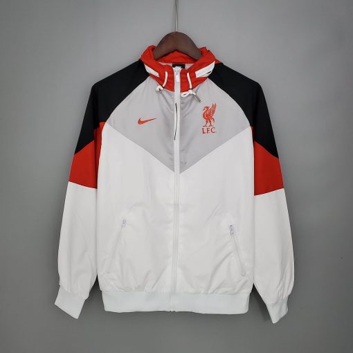 2021/2022 Liverpool Windbreaker （White-Black-Red） Soccer Jersey  Thai Quality