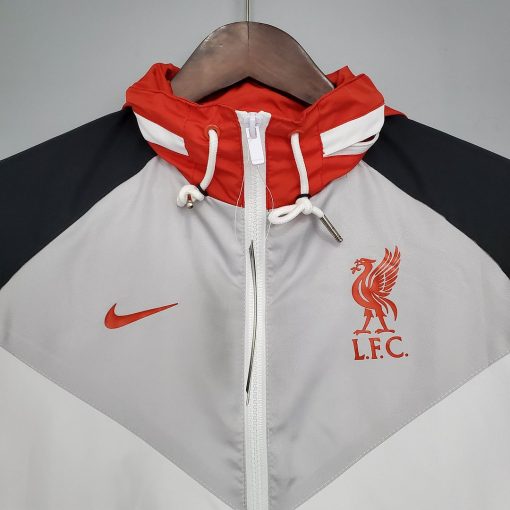 2021/2022 Liverpool Windbreaker （White-Black-Red） Soccer Jersey  Thai Quality