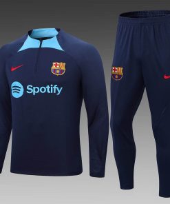 2022/2023 Barcelona Half-Pull Training Suit Dark Blue Jersey Set