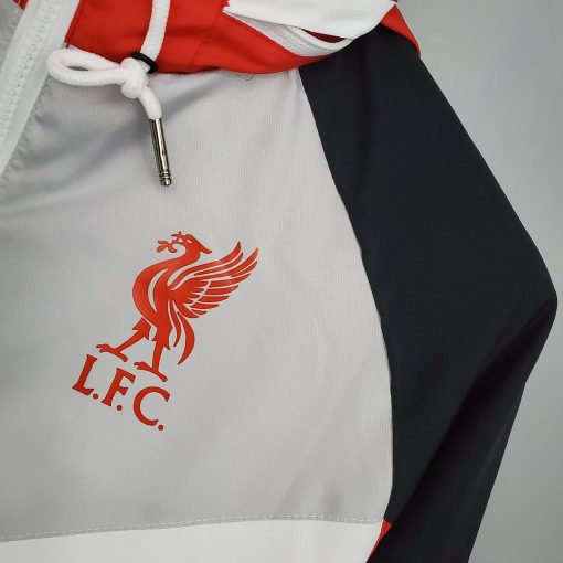 2021/2022 Liverpool Windbreaker （White-Black-Red） Soccer Jersey  Thai Quality