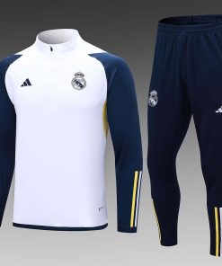 2023/2024 Real Madrid Half-Pull Training Suit white Football Shirt 1:1 Thai Quality Set