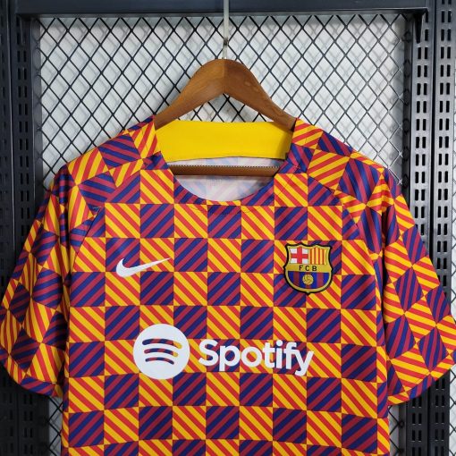 2022/2023 Barcelona Training Wear Striped Plaid Jersey