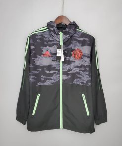 2021/2022 Manchester United Jersey Windbreaker Black And Grey Camouflage