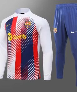 2023/2024 Barcelona Special Edition Half-Pull Training Suit White Jersey Set