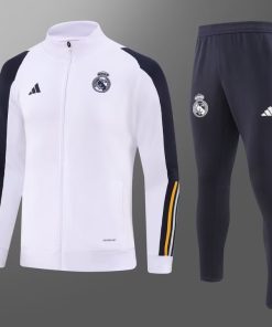 2023/2024 Real Madrid Long Zipped Jacket white Football Shirt Set