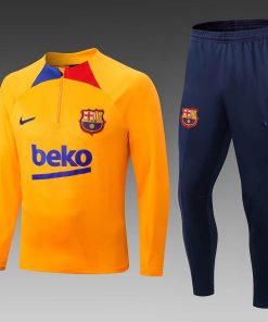 2022/2023 Barcelona Half-Pull Training Suit Yellow Jersey Set