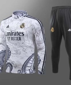 2023/2024 Real Madrid Special Edition Half-Pull Training Suit White Set