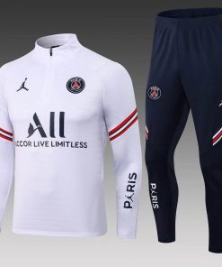 2021/2022 Psg Paris Saint-Germain Half-Pull Training Suit White Set