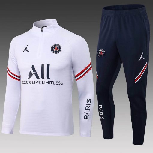 2021/2022 Psg Paris Saint-Germain Half-Pull Training Suit White Set