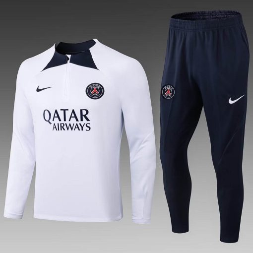 2022/2023 Psg Paris Saint-Germain Half-Pull Training Suit White Set