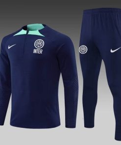 2022/2023 Internazionale Milan Half-Pull Training Suit Royal Blue Football Jersey  Thai Quality Set