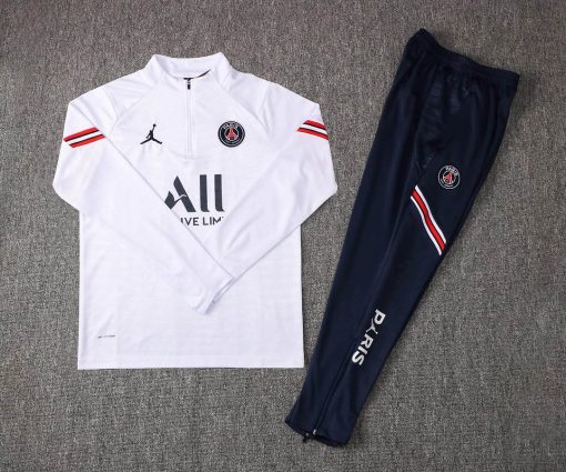 2021/2022 Psg Paris Saint-Germain Half-Pull Training Suit White Set