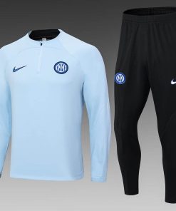 2023/2024 Internazionale Milan Half-Pull Training Suit Light Blue Football Jersey  Thai Quality Set