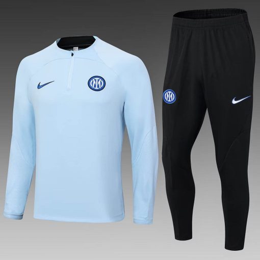 2023/2024 Internazionale Milan Half-Pull Training Suit Light Blue Football Jersey  Thai Quality Set